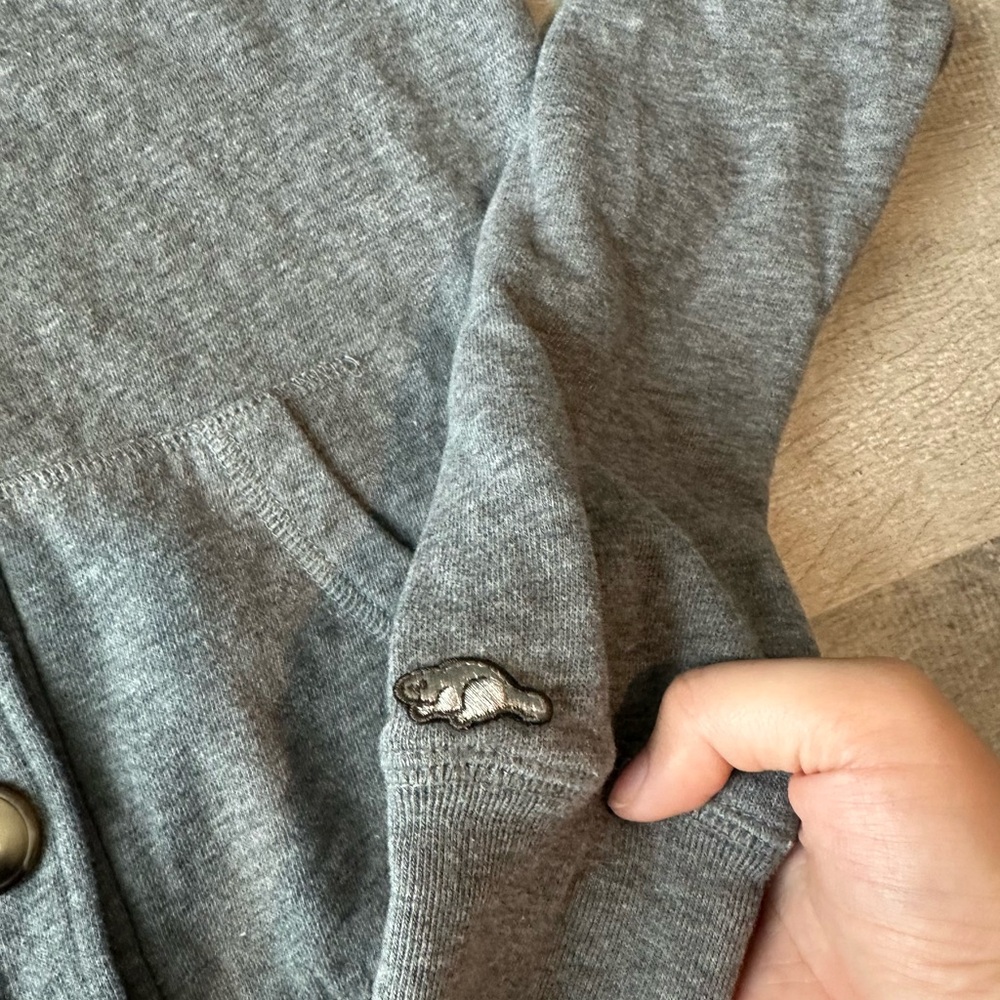 Vintage Roots Gray Hooded Button-Up Jacket Hoodie - Picture 2 of 7